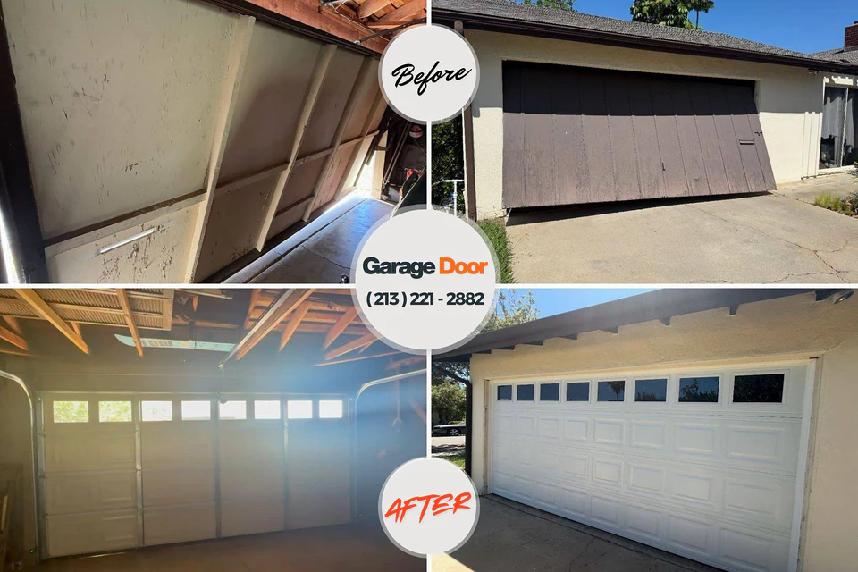 Before and after: garage door opener repair New Llano, LA